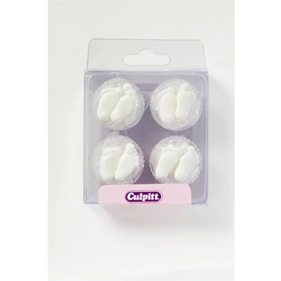 Afbeelding van Culpitt Suikerdecoratie Baby Voetjes Wit 12st.