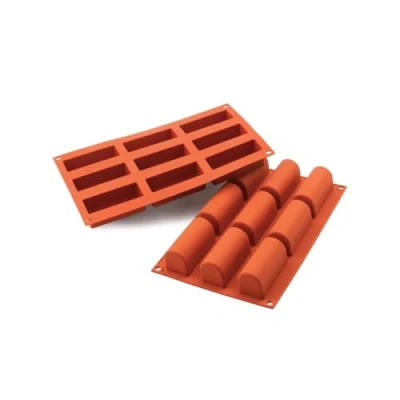 Afbeelding van Silikomart 26.130.00.0060 SF130 bakvorm, midi vorm, houtblok, 9 holtes, siliconen, terracotta