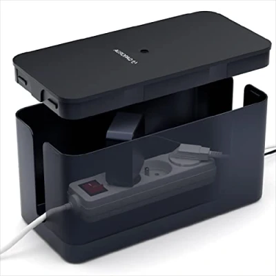 Afbeelding van ACROPAQ Kabelbox Small Opbergbox stekkerdoos, Kabel organiser Zwart ACM001