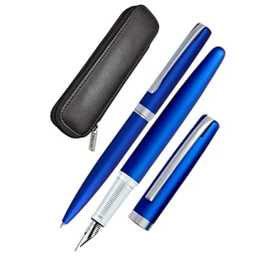 Afbeelding van Online Eleganza Schrijfset, balpen, vulpen, echt leren etui, 3 delig in hoogwaardige geschenkdoos, vulpen voor standaardpatronen