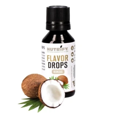 Afbeelding van NUTRIFY Flavor Drops kokosnoot 30 ml, calorievrije aromatische druppels, meer kokossmaak in levensmiddelen en dranken, suikervrij, vetvrij, veganistisch, zonder kleurstoffen