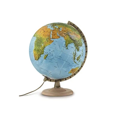 Afbeelding van Tecnodidattica Globe Atmosphere R4, verlicht, draaibaar, beukenhouten basis en metalen meridiaan, reliëfcartografie, diameter 30 cm