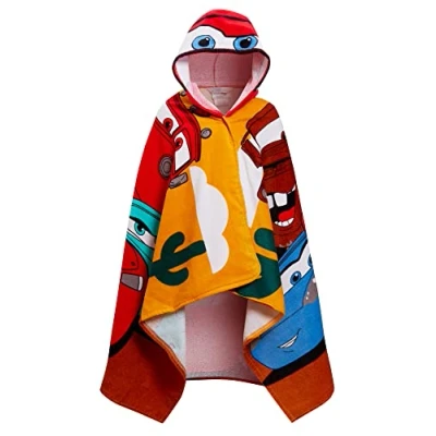 Afbeelding van Disney Cars 100% katoenen handdoek met capuchon Kids Dress Up Lightning McQueen Poncho Beach Badhanddoek Zwemwrap, Rood, One Size