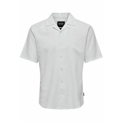 Afbeelding van Only &amp; Sons Onscaiden LIFE Solid Resort Overhemd, Heren, Maat: XS, White