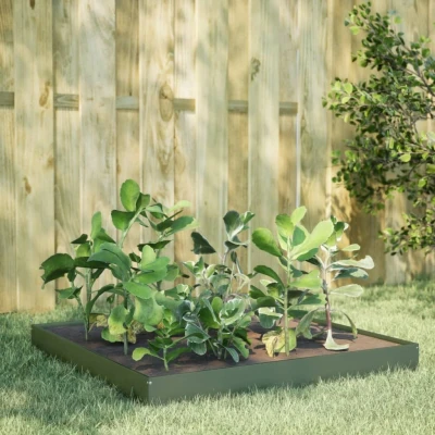 Afbeelding van vidaXL Plantenbak verhoogd 100x100x18,5 cm staal olijfgroen