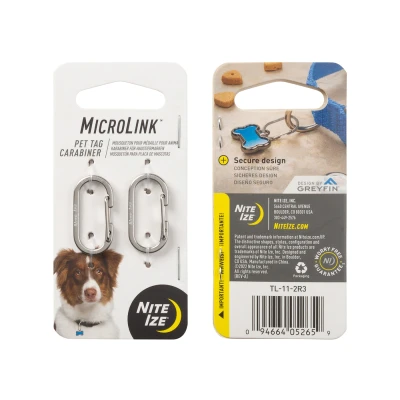 Afbeelding van Nite Ize MicroLink Pet Tag Karabijnhaak 2 Pack Zilver