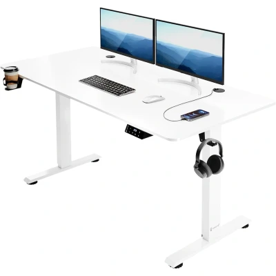 Afbeelding van In hoogte verstelbaar bureau wit 140x60x73 118cm
