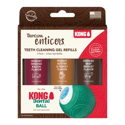 Afbeelding van Tropiclean Enticers Teeth Cleaning Gel Gebitsverzorging Pindakaas Bacon Rund 3x14.8 ml