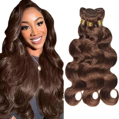 Afbeelding van Tuheers 61 cm, 71 bruin, menselijk haar, body wave, #4, chocoladebruin, 3 bundels, echt voor dames, 100% onbewerkt, Braziliaans Virgin in bundels