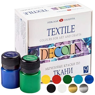 Afbeelding van Decola Nevskaya Palitra textielverfset, 9 x 20 ml, wasbestendig, hoge kwaliteit
