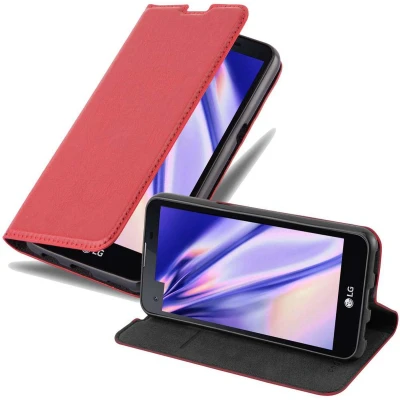 Afbeelding van Cadorabo Hoesje geschikt voor LG X SCREEN in APPEL ROOD Beschermhoes met magnetische sluiting, standfunctie en kaartvakje Book Case Cover Etui