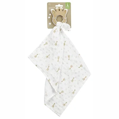Afbeelding van Sophie de giraf So&#039;pure Swaddle ring Bijtring Bijtspeelgoed Babyspeelgoed Vanaf 0 maanden 100% Natuurlijk rubber Biologisch katoen OK Biobased