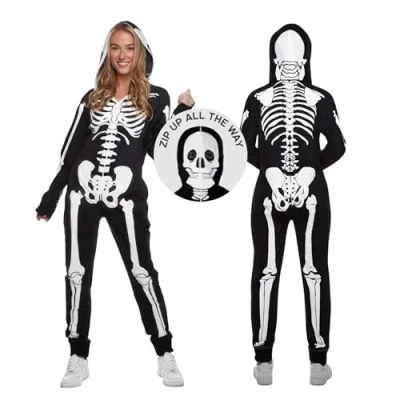 Afbeelding van Morph Skeletkostuum voor dames, Halloween kostuum skelet, skeletkostuum, volwassenen, kostuum, maten S, M, L, XL, XXL, Skelet pak