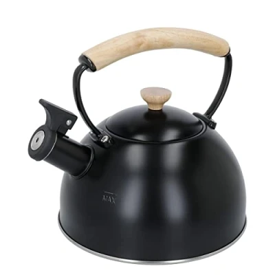 Afbeelding van La Cafetière LCWHKETBLK fluitketel zwart met houten handvat, 1,6 l, roestvrij staal, liter