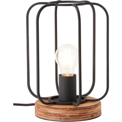 Afbeelding van BRILLIANT lamp, Tosh tafellamp antiek hout/zwart korund, 1x A60, E27, 40W, hout uit duurzame bosbouw (FSC)