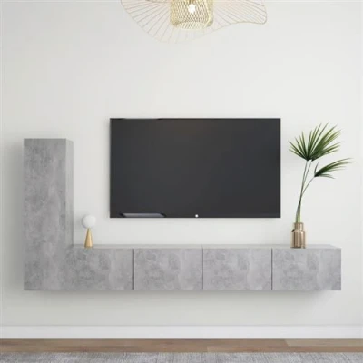 Afbeelding van vidaXL 3 delige Tv meubelset bewerkt hout betongrijs