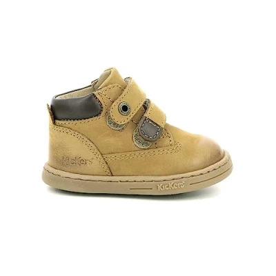Afbeelding van Kickers Tackeasy, uniseks kinderlaarzen en enkellaarsjes, Bruin Camel Perm 116