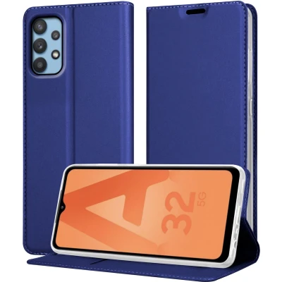 Afbeelding van Cadorabo Hoesje geschikt voor Samsung Galaxy A32 5G in CLASSY DONKER BLAUW Beschermhoes met magnetische sluiting, standfunctie en kaartvakje Book Case Cover Etui
