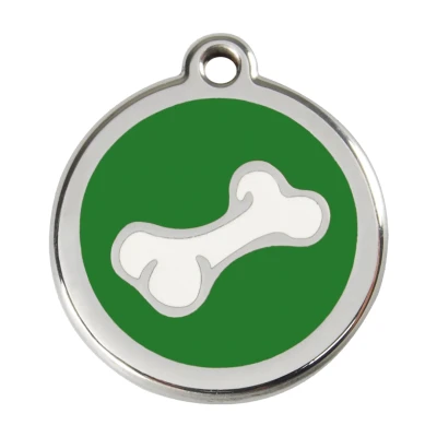 Afbeelding van Comic Bone Green roestvrijstalen hondenpenning large/groot dia. 3,8 cm RedDingo
