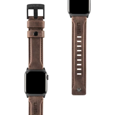 Afbeelding van UAG Leather Strap band voor de Apple Watch Series 1 9 / SE 38/40/41 mm 10 42 Bruin
