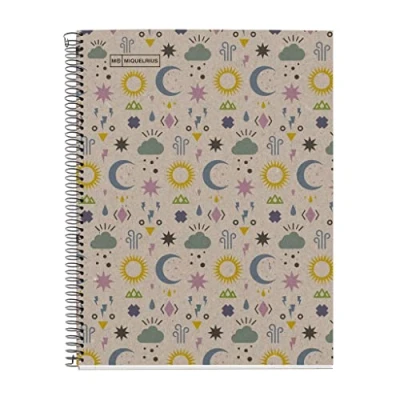Afbeelding van Miquelrius notitieboek, A4, geruit, 5 mm, gerecycled papier, 80 g/m², vellen, eenkleurig, spiraalbinding, geruit Eco Mystic