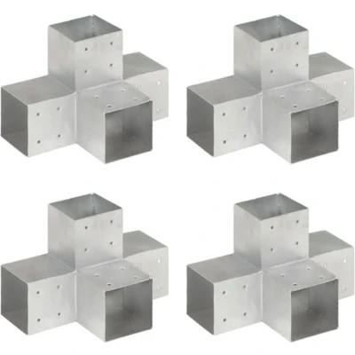 Afbeelding van vidaXL Paalverbindingen 4 st X vorm 101x101 mm gegalvaniseerd metaal