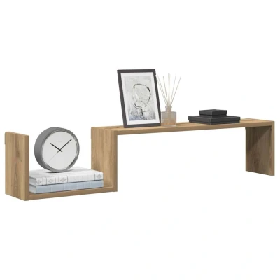 Afbeelding van vidaXL Wandschappen 2 st 100x15x20 cm bewerkt hout artisanaal eiken