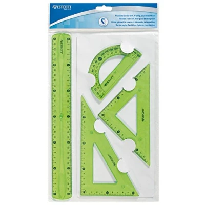 Afbeelding van Westcott E 10302 00 Flexibele liniaal van kunststof, 3 kleuren, 4 stuks