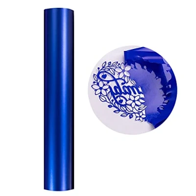 Afbeelding van zelfklevende vinylrol, 30 x 304 cm, verchroomd blauw metallic, herpositioneerbaar, folie voor Cricut en Silhouette Cameo, handwerk woondecoratie