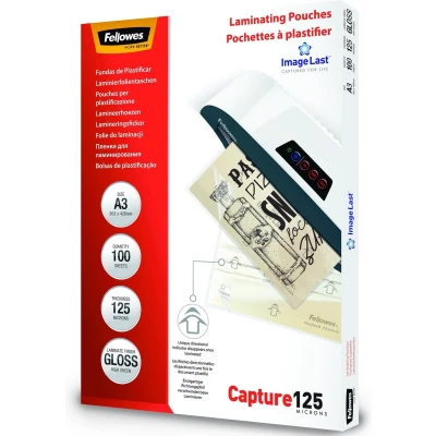Afbeelding van Fellowes lamineerhoes Capture125 ft A3, 250 micron (2 x 125 micron), pak van 100 stuks