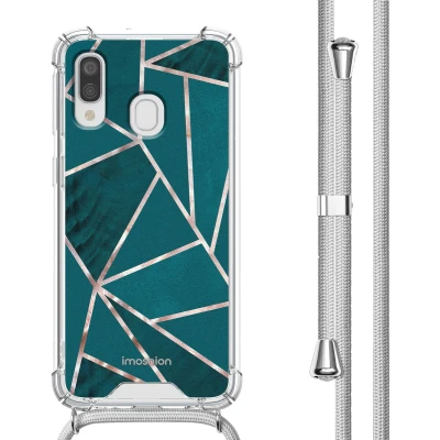 Afbeelding van iMoshion Hoesje Geschikt voor Samsung Galaxy A40 met Koord Design Meerkleurig / Petrol Green Graphic