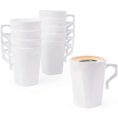 Afbeelding van MATANA 50 Hard Plastic Koffiekopjes, Koffiemokken, 255ml Stapelbaar en Herbruikbaar Kamperen, Feesten Buitenevenementen