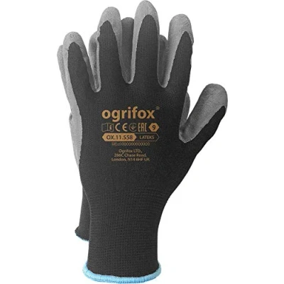 Afbeelding van 48 paar OGRIFOX Latex Gecoate Werkhandschoenen Veiligheidshandschoenen Beschermende Handschoenen Doe het zelf Maat 9