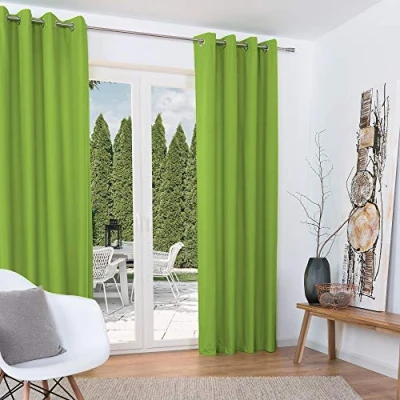 Afbeelding van Beautissu Set van 2 Isolerende Gordijnen met Ringen Amelie TO Thermische Kant en Klaar Verduisterend 140x245cm Groen Koude Bescherming &amp; Warmte Isolerend