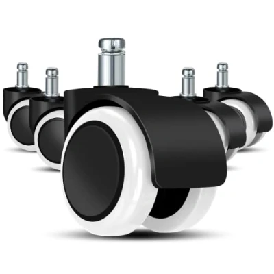 Afbeelding van 5 stuks vervangende wielen voor bureaustoel, 11 mm/22 mm, harde speelvloeren, draaibaar, vloerbescherming, ideaal parket, laminaat, tegels en steen (wit)