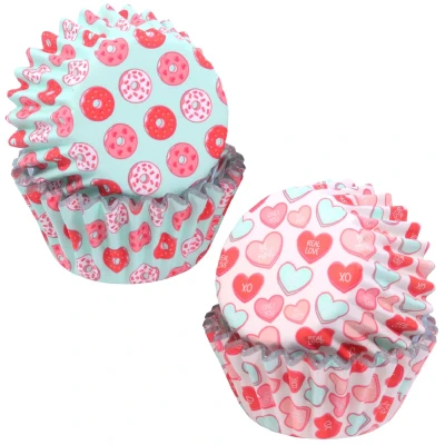 Afbeelding van PME 60 stuks mini cupcake vormpjes met aluminium voering voor Valentijnsdag