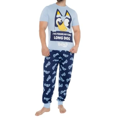 Afbeelding van Bluey pyjama pyjamasets voor heren heren, Blauw, XL