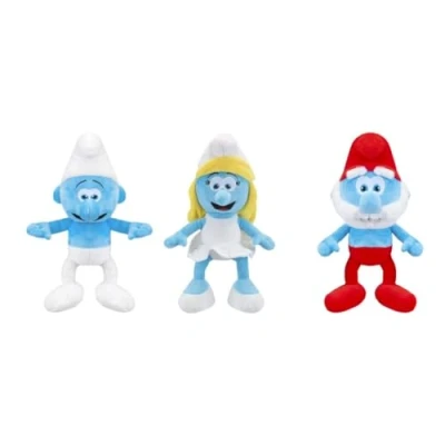 Afbeelding van Grupo Moya Set van 3 Smurfen pluche figuren 22 cm: smurf, paus smurf en vulling buitenkant 100% gerecycled materiaal, geschikt voor alle leeftijden