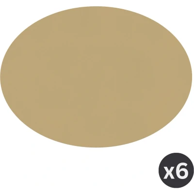 Afbeelding van Placemat Togo ovaal kunststof SET/6 zand 33x45cm