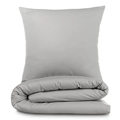 Afbeelding van Alreya 3 delig renforcé beddengoed 200 x 220 cm met 2 kussenslopen 80 100% katoen YKK ritssluiting, superzachte dekbedovertrek, Oeko Tex® standaard gecertificeerd, Grijs