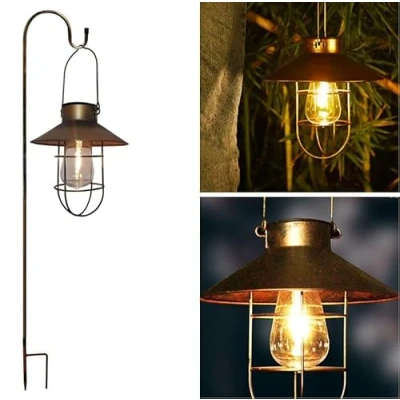 Afbeelding van Led zonnelamp, hanglamp, met grondpen, warmwit, accu, tuinlamp, zonnelamp