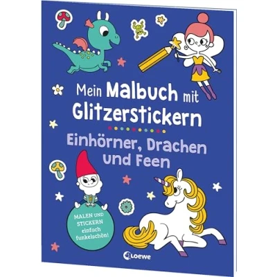Afbeelding van Mein Malbuch mit Glitzerstickern Einhörner, Drachen und Feen