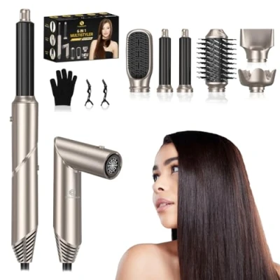 Afbeelding van Fleau Beauty Föhnborstel PRO Edition Flexibele Multistyler Airstyler Hairwrap Krulborstel Haardroger Haarstyler 6 in 1 Set Grijs