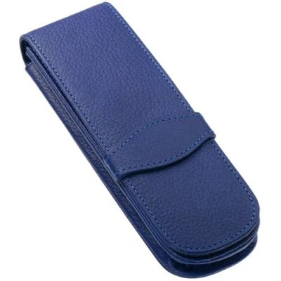 Afbeelding van Online Leren etui voor 2 lange pennen, klassiek blauw