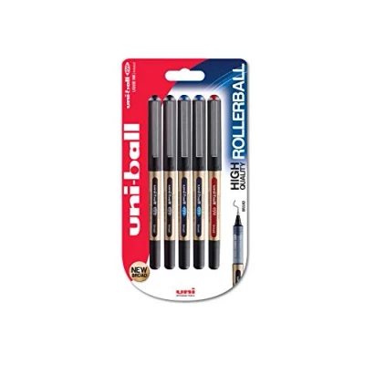 Afbeelding van uni ball Eye Broad UB 150 10 rollerbalpen, 1 mm, kleur bijpassende inkt, 2 x zwart, blauw en rood, 5 stuks