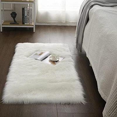 Afbeelding van Schapenvacht / Lamsvacht Kunstbont Tapijt voor Woonkamer Decoratie Tapijt, Stoel Sofa Mat Slaapkamer of Kinderkamer, Bed, Bank (grijs, 70 x 135 cm)