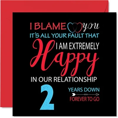 Afbeelding van Grappige verjaardagskaart van katoen voor echtgenoot en vrouw Your Fault I&#039;m Extreme Happy partner, 145 mm x