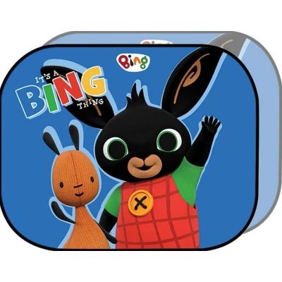 Afbeelding van Paar zijgordijnen voor kinderen, meisjes, 44 x 35 cm, met Bing en Flop afbeelding op blauwe achtergrond