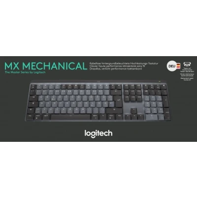 Afbeelding van Logitech Keyboard MX Mechanisch, Draadloos, Bolt, Bluetooth Verlicht, Stil, Tactiel, Batterij, DE, grafiet, Retail