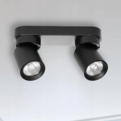 Afbeelding van Miratic plafondlamp met lichtbron, GU10, vervangbaar, max. 12 W (lamp niet inbegrepen), spot, plafondverlichting (zwart, 2 lichtbronnen)